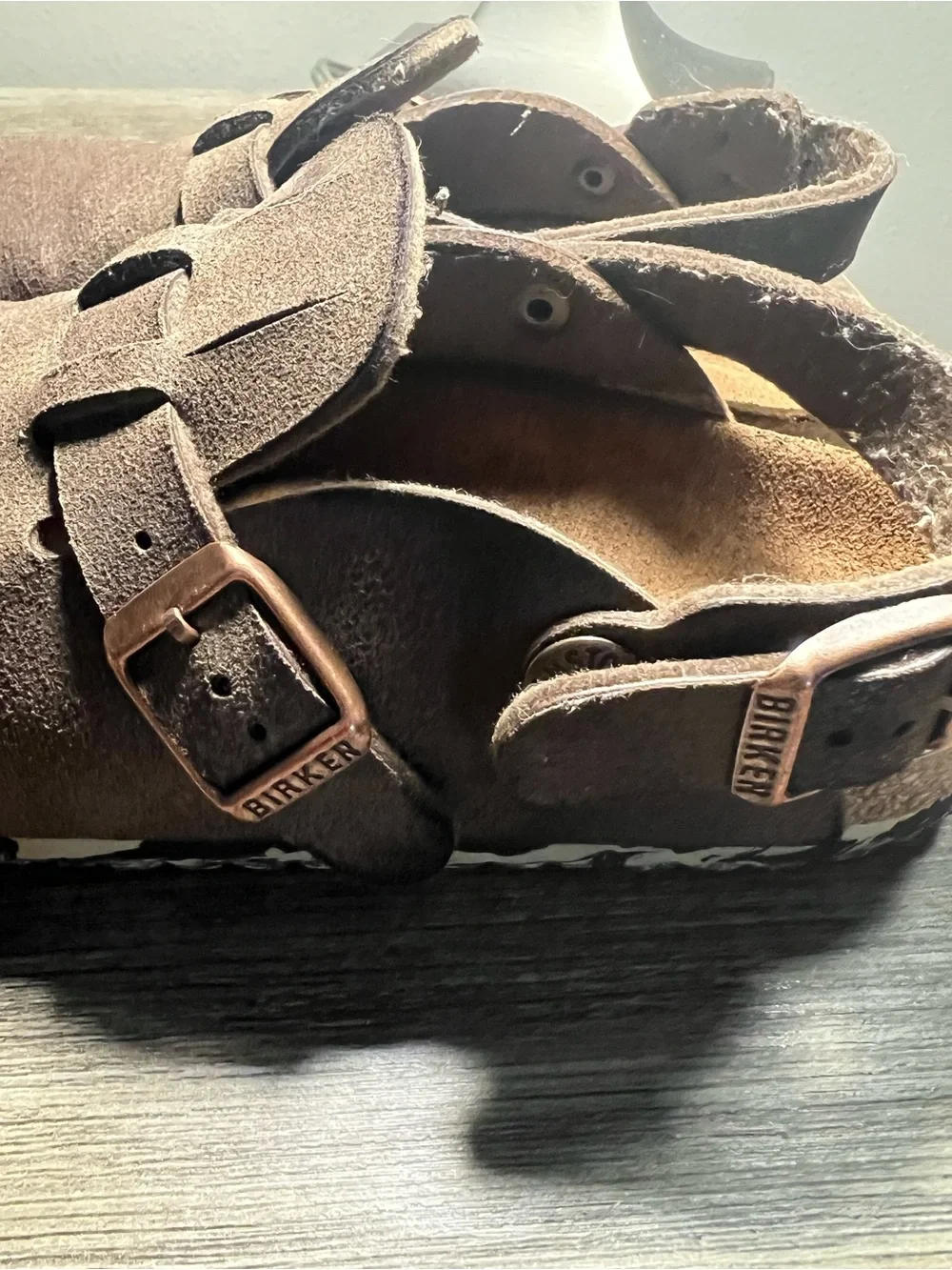 Birkenstock Kids Brown Suede Strap Clogs with Buckle stock (20)